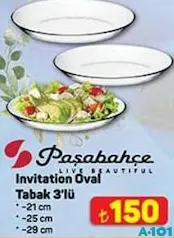 PAŞABAHÇE INVİTATİON OVAL TABAK 3'LÜ